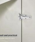 Heavy Duty Stainless Steel T Hinges For Closet Doors And Cabinets, Weatherproof Marine Grade Silver Bearing Hardware For Industrial Use, Overlay Cabinet Hinges, Durable Door Hardware That Keeps Doors Secure, silver T hinge on white cabinet door
