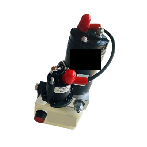 High Performance 800W 24V Dc Hydraulic Power Unit For Electric Stacker And Pallet Truck Small Pump Set, compact design with red handle.