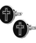 Men's Titanium Steel Cross Cufflinks Black Metal Dress Accessories For Business Formal Wear One Pair Decorative Religious Cross Design That Elevates Your Suit And Shirt Game For Daily Office Ready