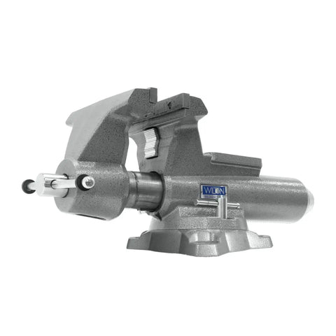 Mechanics Pro Bench Vise 10 Inch Jaw with 12 Inch Width and 5 And A Quarter Inch Opening Model 8100M Gray Heavy Duty Ductile Iron Enclosed Spindle Precision Slide Bar Keeps Front Jaw Steady for Smooth Operation