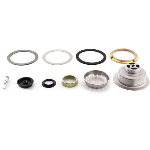 Three And A Half Inch Kitchen Sink Drain Assembly with strainer basket and stopper all stainless steel drain kit components