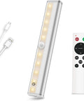 20 LED Rechargeable Under Cabinet Light Bar With Remote Control Wireless Stick Anywhere Night Light For Stairs Wardrobe Kitchen Hallway Touch Control 80LM 1 Pack showing light bar, USB cable, and remote