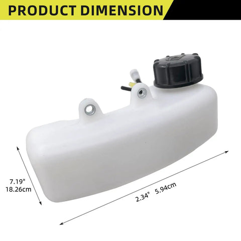 Product dimensions for Fuel Tank Replacement Kit A350000300 For Mantis Two Cycle Trimmers with 3 Hole Grommet and Three Fuel Hoses Plus Cap P100006640