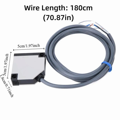 Photoelectric Sensor With Diffuse Reflection 50-300mm Adjustable Range IP65 Rugged ABS Housing and 180cm wire length