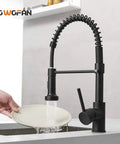 Pro Grade Pull Down Kitchen Faucet With Sprayer, Commercial Spring, High Arc, Single Handle, 360 Degree Swivel, Black Finish