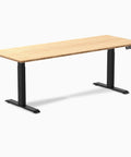 Top Tier Dual Motor Electric Height Adjustable Standing Desk With A Roomy 80 Inch Wide Bamboo Top And Sleek Matte Black Frame