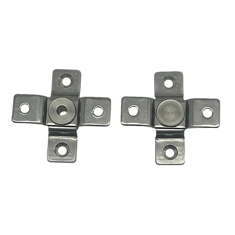 Front view of two 304 stainless steel torque hinges with mounting holes for 360° rotation