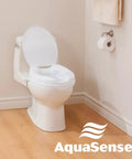 Raised Toilet Seat With Lid, White, 2.5 Inch Lift For Easy On And Off, No-Brainer Ergonomic Contour For Comfort, Safer Bathroom Access