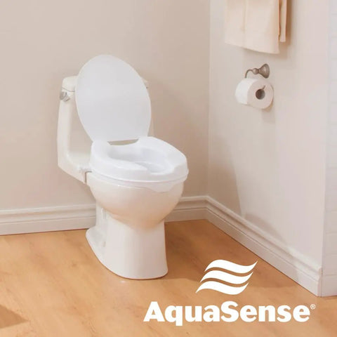 Raised Toilet Seat With Lid, White, 2.5 Inch Lift For Easy On And Off, No-Brainer Ergonomic Contour For Comfort, Safer Bathroom Access