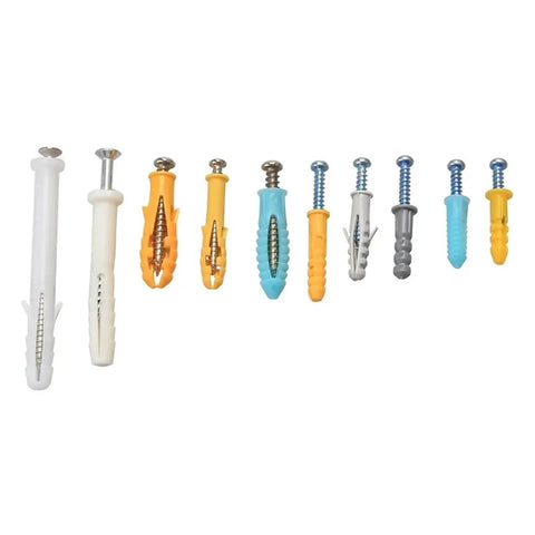 200 Pcs Plastic Expansion Drywall Anchor Screws Assortment Kit Self Tapping Heavy Duty, Yellow Zinc Plated Finish, Rust Resistant Wall Mount Fasteners For Shelves, Mirrors, TVs, Picture Frames And DIY Projects, assorted anchors