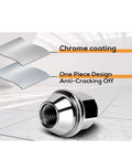 M12x1.50 Chrome Wheel Lug Stud Nut Set For Ford Focus Fusion Fiesta Escape EcoSport Ranger MKC MKZ And More Replaces 611-303 CV6Z1012C ACPZ1012H 4 Pieces, showing chrome coating and anti-cracking design.