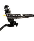 Side view of Saint M820 Hydraulic Disc Brake and Lever Front Post Mount 4 Piston Caliper with I Spec B Reach Adjust Servo Wave Actuation