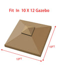 Outdoor Replacement Canopy Top For 10x12 Gazebo Double Tier Roof Cover In Khaki Water Repellent And UV Resistant Wind Strong Durability