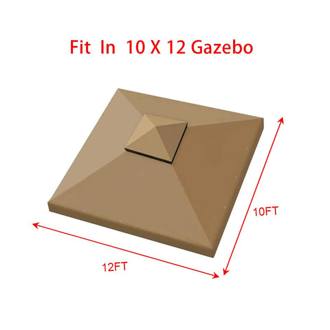 Outdoor Replacement Canopy Top For 10x12 Gazebo Double Tier Roof Cover In Khaki Water Repellent And UV Resistant Wind Strong Durability