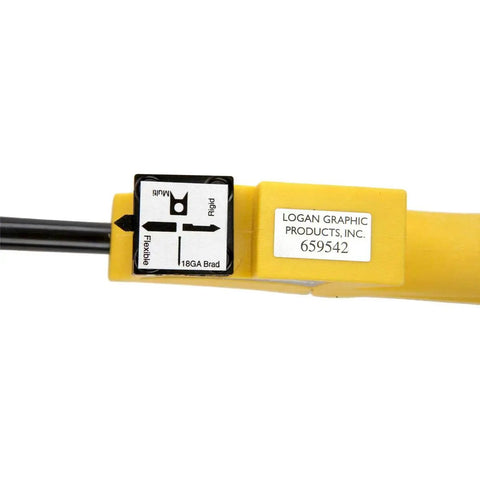 Close-up of Rotating Head Framing Fitting Tool Point Driver For 4 Inserts showing device markings and yellow handle.