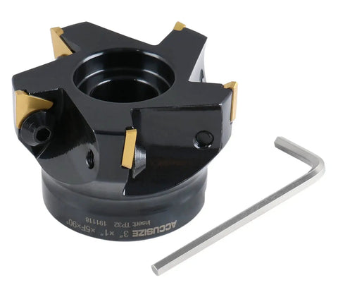 3 Inch Indexable Face Milling Cutter with 90 Degree Positive Rake, Right Hand Cut, Includes 5 TPG322 Inserts, Black Oxide Finish