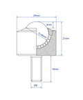 Heavy Duty Ball Transfer Plates For Smooth Equipment Movement Industrial Grade Roller Bearings 5/8 Inch Thread Stem Steel Construction High Capacity Caster Wheels Perfect For Home And Factory Use Set Of 6 Units Durable Design technical drawing with dimensions.