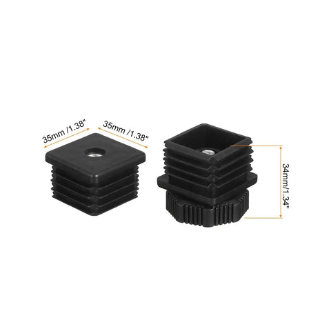 Four Pack 35mm Plastic Furniture Leveling Feet Adjustable Screw In Glide Levelers For Tables And Chairs Black 35x35mm Fits 35mm Holes