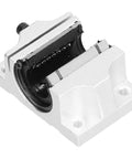 16mm Linear Guide Slider Bearing In Aluminum Alloy Housing With Wide Opening Low Noise Smooth Motion For CNC Machines And 3D Printers Built Tough Rust Resistant Block Easy Mount And High Precision, angled view