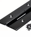 Heavy Duty Top Shelf Black Piano Hinge 48 Inches X 3 Inches Wide Stainless Steel Continuous Gate Door Hardware Tough Finish Cut To Size Quick Install with bolts.