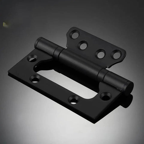 Heavy Duty Silent Flat Door Hinges With Screws Four Inch Thickened Anti Rust Stainless Steel Smooth Close Interior Door Hardware Zero Grind And No Squeak Nonsense in black finish.