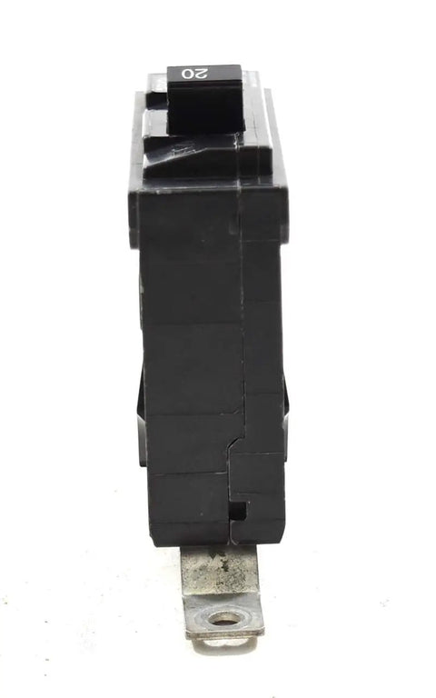 Side view of 20 Amp Single Pole 120 Volt Bolt In Breaker With 22KAIC Interrupt Rating For Panel Boards UL Listed Type BLH