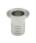 Sanitary Stainless Steel Hose Barb To Tri Clamp Pipe Fittings Boss Grade Range 6mm 8mm 10mm 12mm 14mm 16mm 19mm 25mm 32mm 38mm Barbs With 0.5 Inch 1 Inch 1.5 Inch 2 Inch Clamp Ends SS304 316L Hygienic Food Grade fitting.