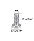 M4x10mm Pan Phillips Machine Screws In 304 Stainless Steel With Corrosion Resistant Coating for easy assembly, showing size and thread details.