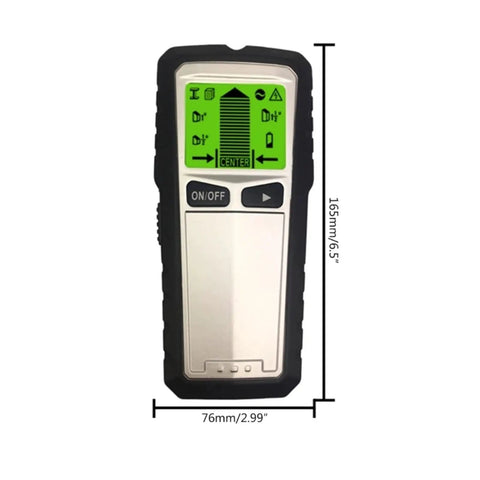 Hella Reliable 4 In 1 Wall Scanner Detector, 165mm x 76mm, black and silver, displays readings for locating wood, metal, live AC wires.