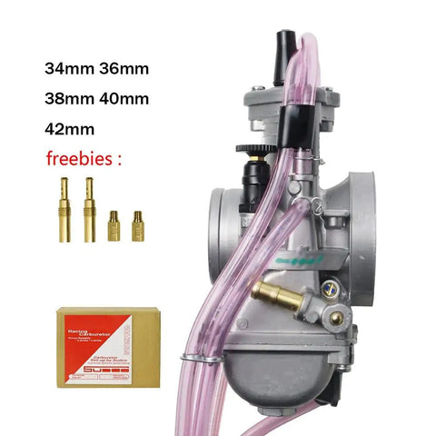 Universal Carburetor Kit 34 36 38 40 42mm for Shift Karts 2T Racing Motorcycles Scooters with included brass jet set