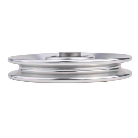 110mm CNC Machined Aluminum Cable Pulley Wheel With 6202RS Bearings For Home Gym Quiet Smooth Operation Built To Last AL6061 Aircraft Grade Aluminum Fitness Roller Silver 1 Pack, side view