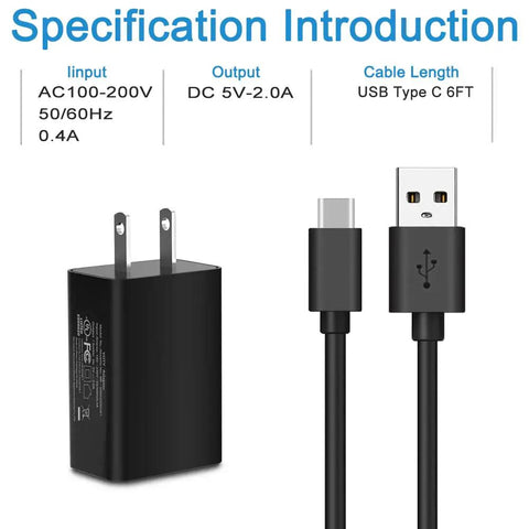 USB C Fast Charger Kit For Kyocera DuraForce Pro 2 E6910 E6920 And Duraxv Extreme E4810 With 6 Foot USB Cable and wall adapter