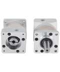 Front and side view of Planetary Gearbox Speed Reducer for Nema 23 Stepper Motors with a wide range of ratios from 3 to 1 up to 100 to 1