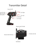 2.4G 3CH AFHS Radio Remote Control Transmitter With Receiver For RC Car And Boat detailing buttons and controls