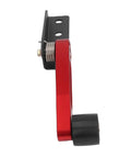 Badass Aluminum Alloy Motorcycle Belt Tensioner Roller Pulley Assembly Kit In Red With Dual Bearing Smooth Ride Upgrade Direct Fit Replacement For F3 RT Models Years 2014 To 2024 Guarantees Tight Tension And Rock Solid Performance On Your Bike. side view red aluminum bracket with black roller