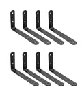Heavy Duty L Shaped Corner Brackets For Wall Shelf Support, 8 pack, black steel, ideal for sturdy cabinet mounts.