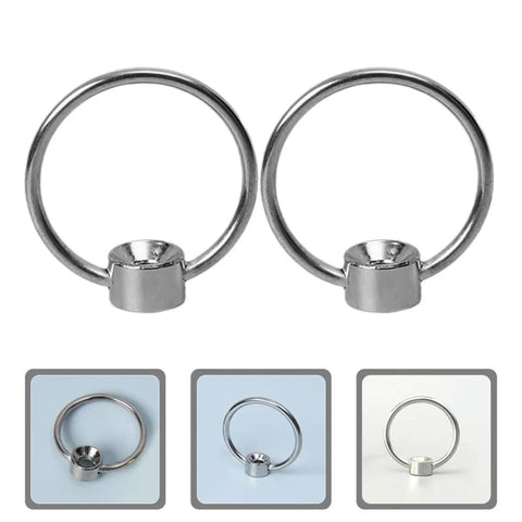 Solid Metal Pull Ring Handles 12-Piece Set, Screwless Drop Ring Pulls For Cutting Boards And Cabinet Doors, vintage style silver finish