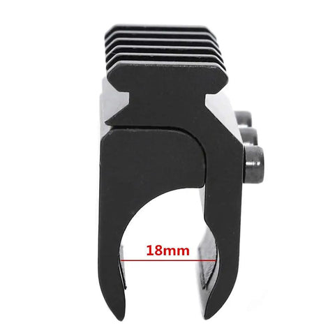 Barrel Clamp Picatinny Rail Mount For 20mm Weaver Bases designed for flashlight and laser sight attachments, 18mm opening