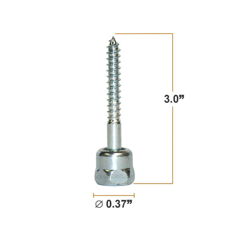 Wood Anchor Vertical Threaded Rod Screw Length One Quarter Inch By Three Inch Steel With Zinc Finish No Pre Drilling Required Easy Install For Wood Projects GST Three Eighths Inch System DIY Friendly Durable Fastening Pack Of Fifty, close-up view.