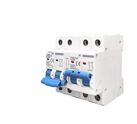 Top Shelf 2 Pole DC Circuit Breaker MCB 20 Amp Miniature Safety Switch For Solar Arrays Battery Banks and Heavy Duty Wiring Upgrades, dual pole design.