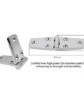 Top Shelf Heavy Duty Adjustable Door Strap Hinges Mirror Polish Finish Cast Construction With Six Anchor Points For Silent Smooth Swing Operation Rock Solid Durability And Wear Resistance Ideal For Interior And Exterior Doors, 107x38mm stainless steel hinge.