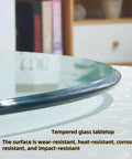 Tempered glass surface detail of Game Changer Heavy Duty Lazy Susan For Large Round Dining Table With Thick Tempered Glass And Slick Rotating Turntable Tray Making Mealtime A Straight Up Breeze.