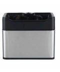 Electric Coffee Dosing Cup Cleaner And Automatic Puck Remover With 340 Rpm Dual Head Action, compact size with stainless steel finish.