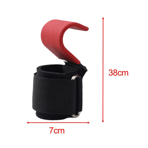 Two Pack Wrist Lifting Straps With Adjustable Wraps And Anti Slip Metal Hooks For Powerlifting Hand Grips Red side view