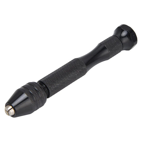 Knockout Mini Aluminum Pin Vise Hand Drill Featuring A Tight 0.3 To 3.4 Mm Chuck, Ultra Light hobby gear in black aluminum.
