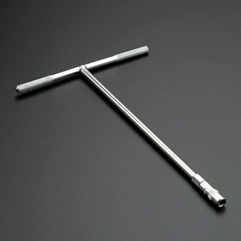 Heavy Duty T Handle Socket Wrench With Deep Design And Non Slip Comfort Grip For Stubborn Bolts and Heavy Machinery Repairs on black background.