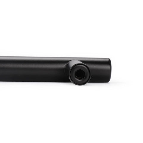 Close-up of 10 Pack 256mm Center To Center Black Bar Cabinet Pulls Modern T Bar Handles made from hollow stainless steel, side view