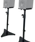 Pair Studio Monitor And Bookshelf Speaker Stands For Home Studios With Adjustable 33-52 Inch Height And 5.9-13.4 Inch Tray Width