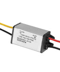24V To 12V DC To DC Converter Pro Grade High Efficiency Power Supply 5A, metal casing, multiple color wires, side view