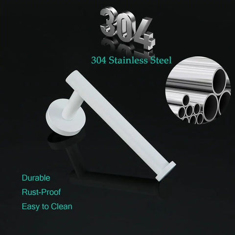 White Toilet Paper Holder For Bathroom Wall Mounted 304 Stainless Steel Durable Rustproof No Fade Finish Easy Fuss Install